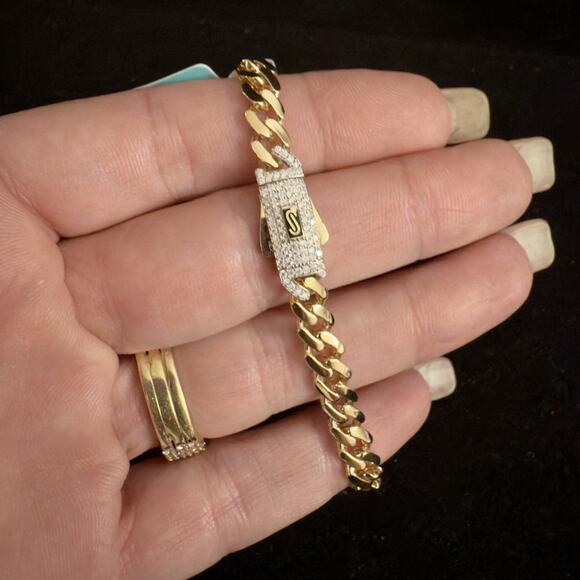 14k Monaco Cuban Bracelet Yellow Gold w/ Moissanite 6mm,7in,Push Lock~BRAND NEW - Picture 1 of 8